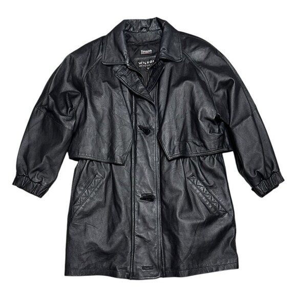 WILSONS LEATHER Luxury Designer Retro Lined Genuine LEATHER Coat Jacket Large - Picture 1 of 5